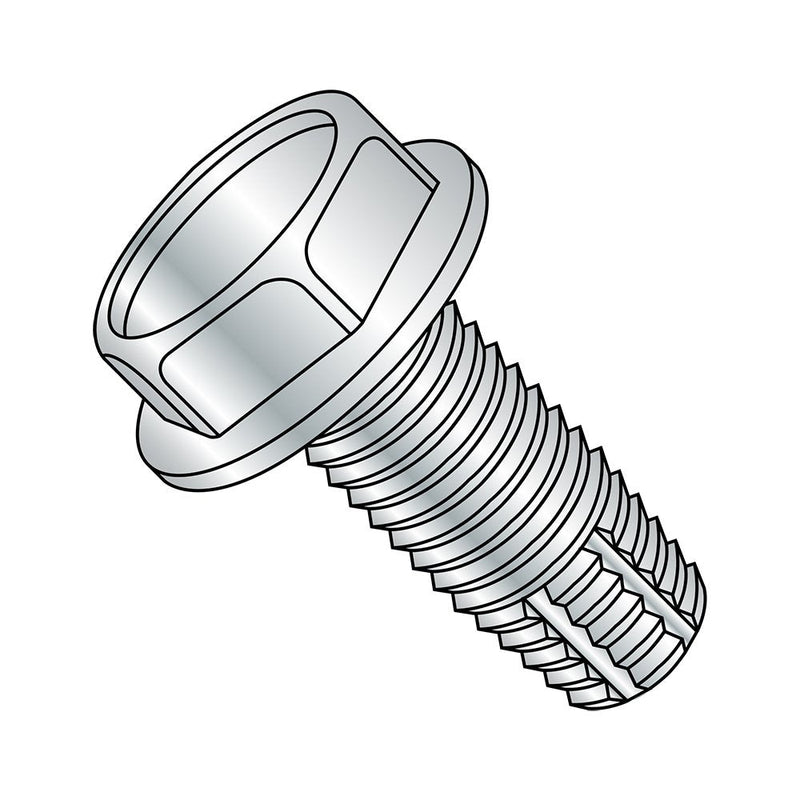 Small Parts 1008FW Steel Thread Cutting Screw, Zinc Plated Finish, Hex Washer Head, Type F, #10-24 Thread Size, 1/2" Length (Pack of 50)