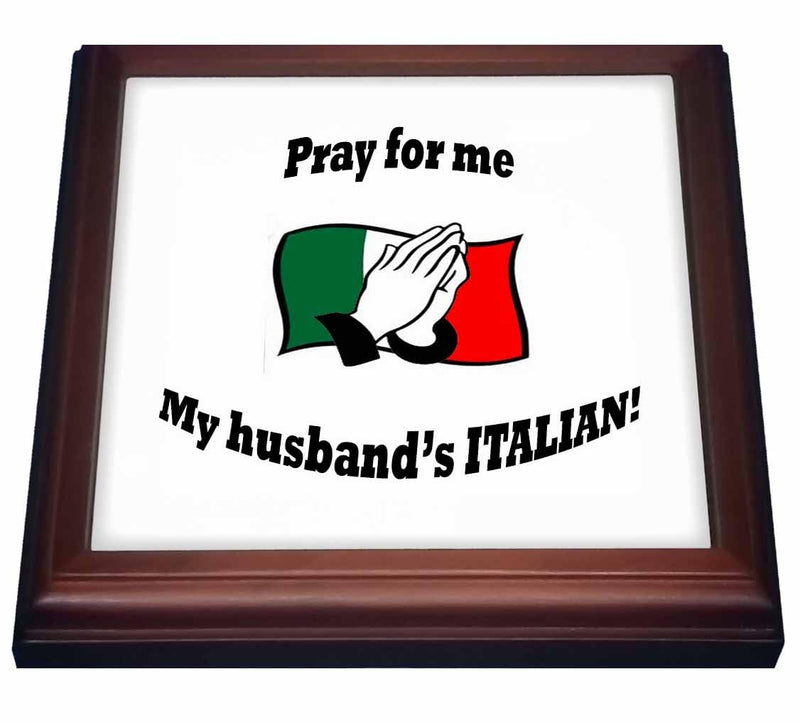 3dRose Pray for Me My Husbands Italian Trivet with Ceramic Tile, 8 by 8", Brown