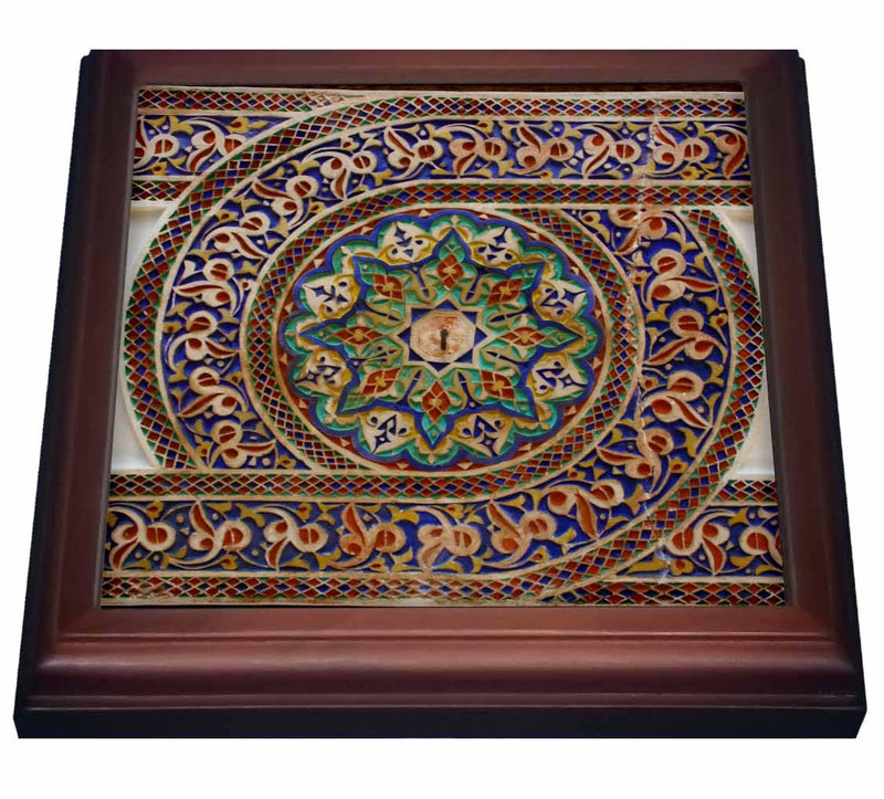 3dRose Photo of Mosaic Wall Decor, Marrakesh, Morocco, Photo by Rhonda Albom Trivet with Ceramic Tile, 8 by 8", Brown