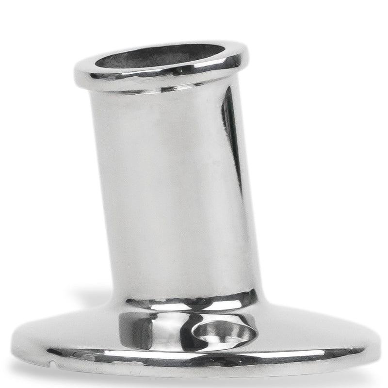 Five Oceans Top-Mount Boat Flag Pole Socket, Flag Pole Holder, Fits 3/4 Inch Diameter Poles - Tilts 15-Degree Angle, Marine Heavy Duty Polished AISI316 Stainless Steel - FO3108