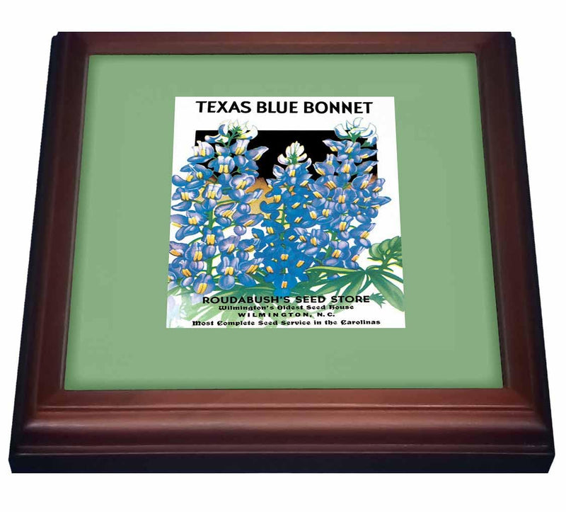 3dRose Texas Blue Bonnet Seed Packet Reproduction Trivet with Ceramic Tile, 8 by 8", Brown