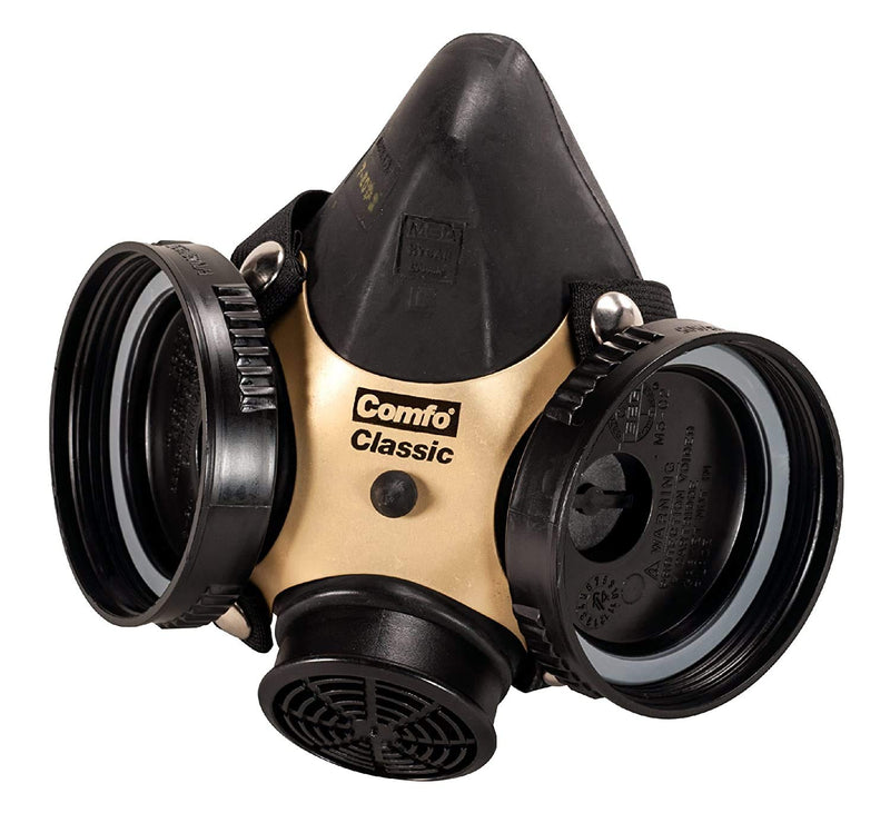 MSA 808076 Comfo Classic Series Half-Mask Respirator - Size: Large, Harness Style: SoftFeel Hycar, Twin-Port, Reusable Gas Mask, MSA Comfo Cartridge Compatible 1 Count (Pack of 1)