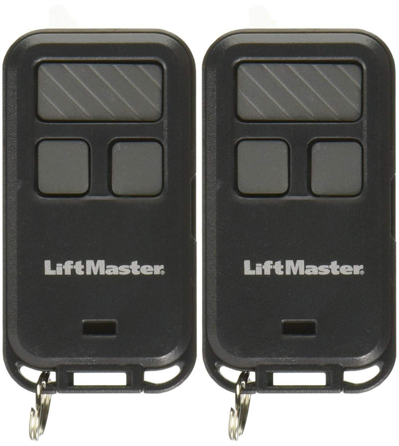 890max Mini Key Chain Garage Door Opener Remote, 2.5" Long x 1.25" Wide x 1/2" Thick, Black with Gray Buttons Pack of 2
