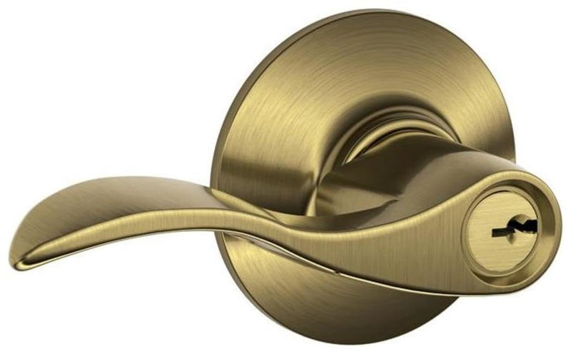 SCHLAGE F51A ACC 609 Accent Keyed Lever, 2.3 x 2.8 x 2.8 inches, Antique Brass Keyed Entry