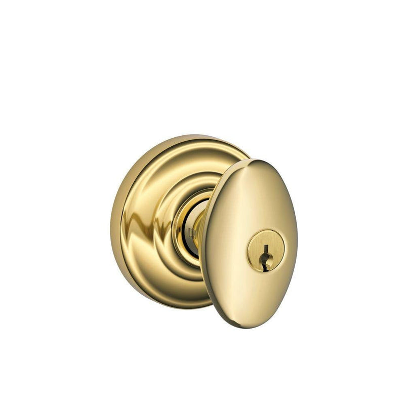 SCHLAGE F51A SIE 505 605 AND Siena Knob with Andover Trim Keyed Entry Lock, Bright Brass