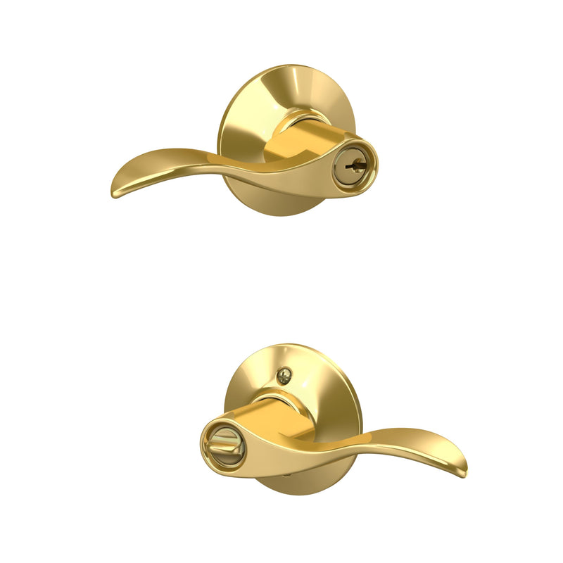 Schlage Accent Keyed Entry Door Handle, Reversible, Bright Brass Standard