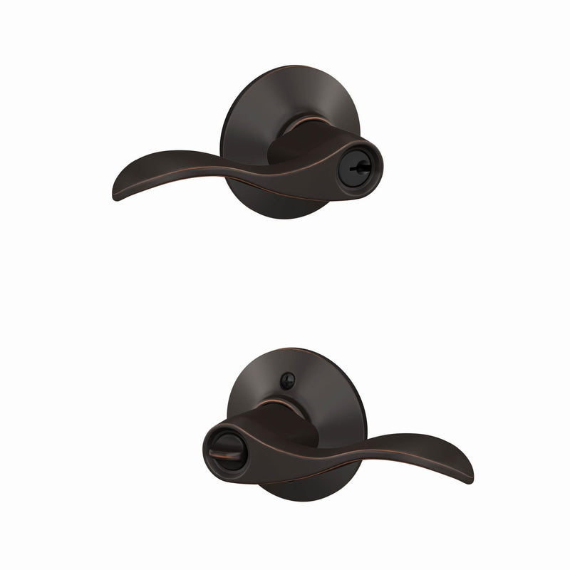 Schlage F51A ACC 716 Accent Door Lever, Keyed Entry Lock, Aged Bronze