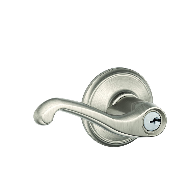 SCHLAGE F51A FLA 619 Flair Lever Keyed Entry Lock, Satin Nickel Standard