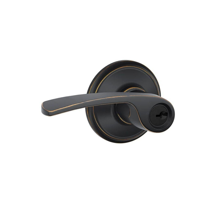 SCHLAGE F51A MER 716 Merano Lever Keyed Entry Lock, Aged Bronze