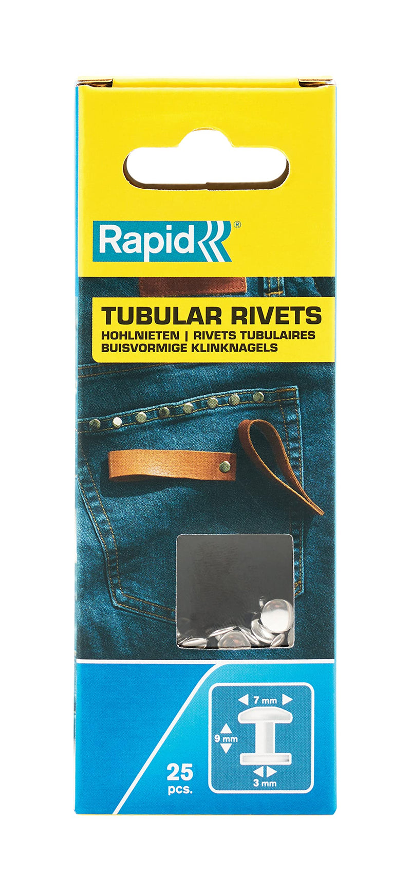 Rapid Tubular Rivets Multi-Purpose, 7 x 3 x 9 mm, 5000414-25 Pieces 7 x 3 x 9mm W 7mm