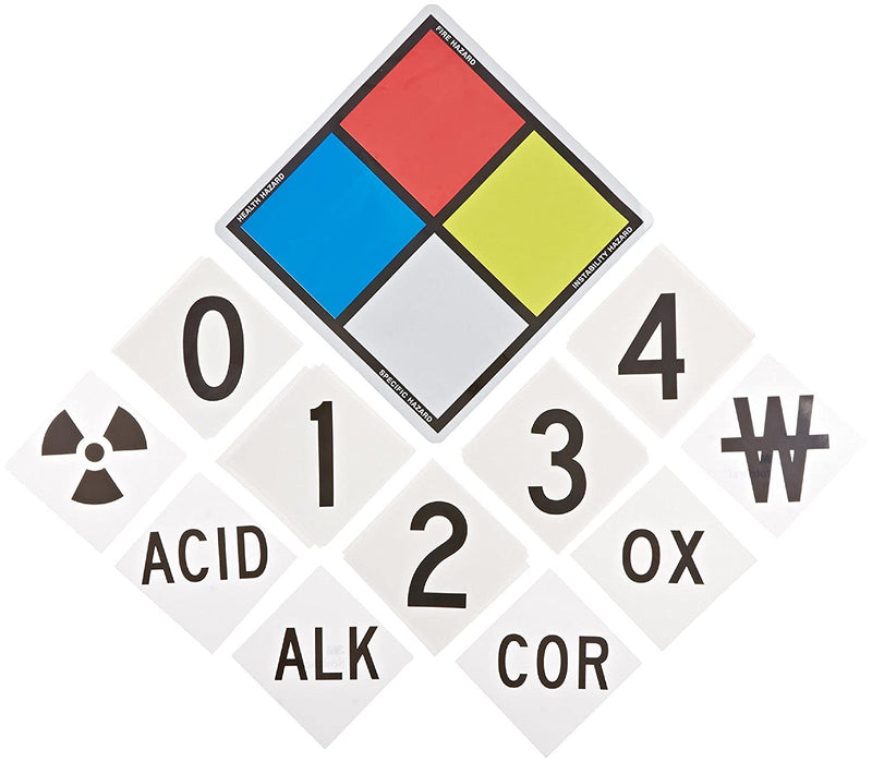 SmartSign NFPA Adhesive Label Kit (Placard, Digits & Symbols) | 8.5" Tall (Tip-to-Tip) Diamond Laminated Vinyl, 6" x 6" 8.5" Tall Laminated Vinyl Kit