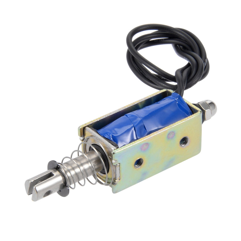 uxcell DC 12V 1A 10mm Stroke 600g Push Pull Type Open Frame Solenoid Electromagnet Black Wire Leads