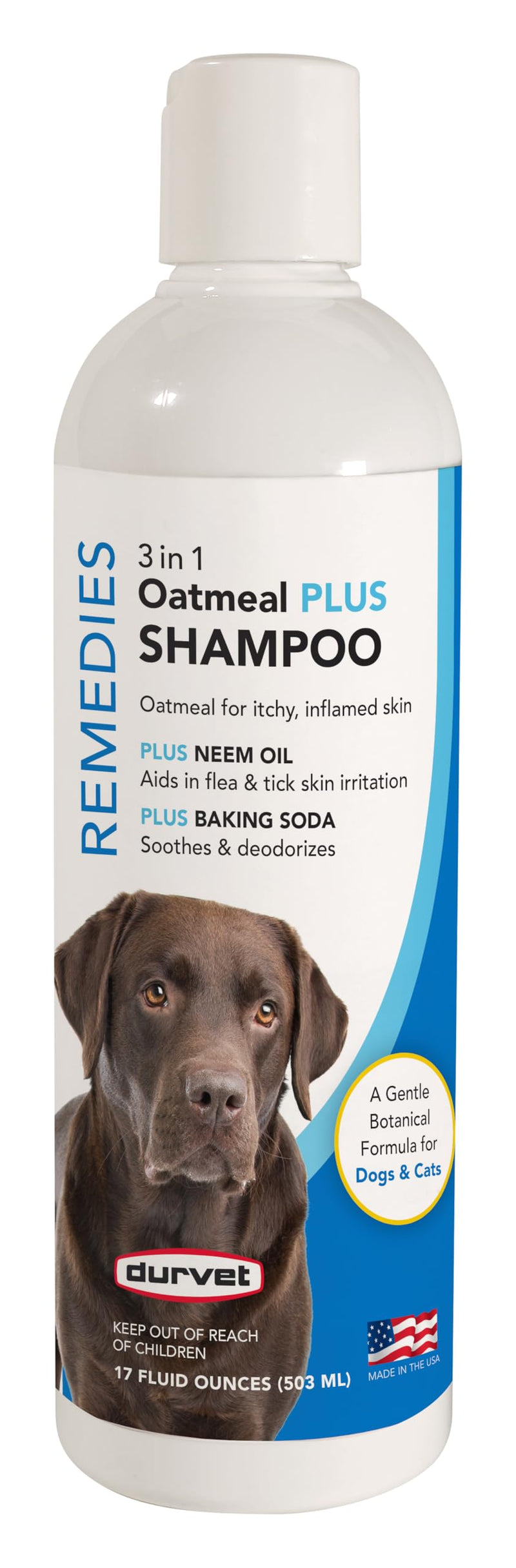 Durvet 011-51116 Naturals 3 in 1 Oatmeal Plus Shampoo, 17 oz, Clear - PawsPlanet Australia