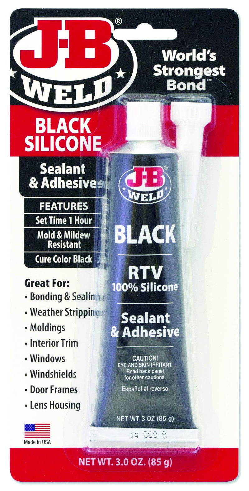 J-B Weld 31319 Black RTV Silicone Sealant and Adhesive - 3 oz. 3 Ounce