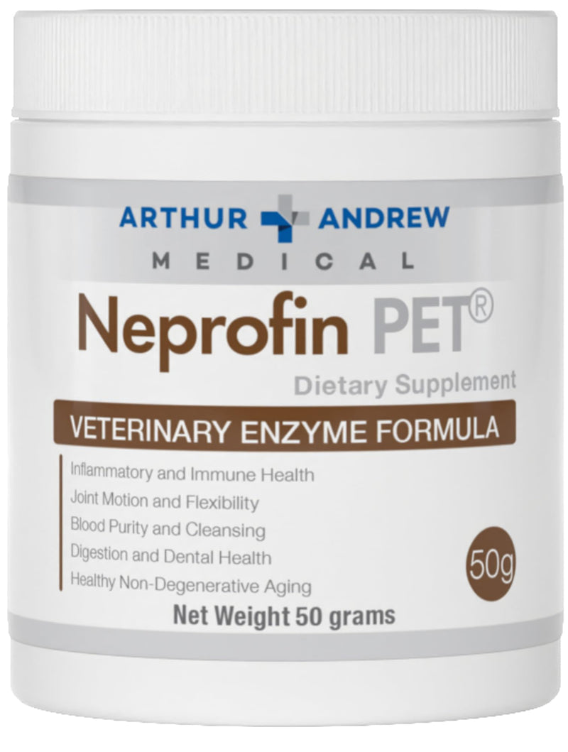 Arthur Andrew Medical, Neprofin PET, Veterinary Enzyme Formula, Household Pet Support for Pain-Free Living, Vegan, Non-GMO, 50g Tub - PawsPlanet Australia