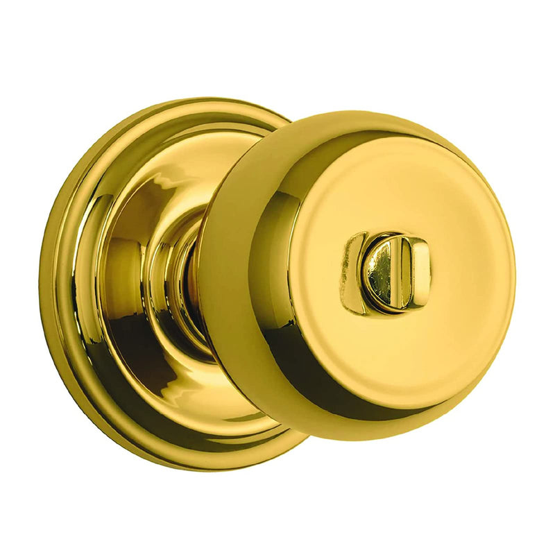 Brinks Push Pull Rotate Door Locks Stafford Privacy Bed/Bath Knob, Polished Brass, 23021-105 Privacy Knob