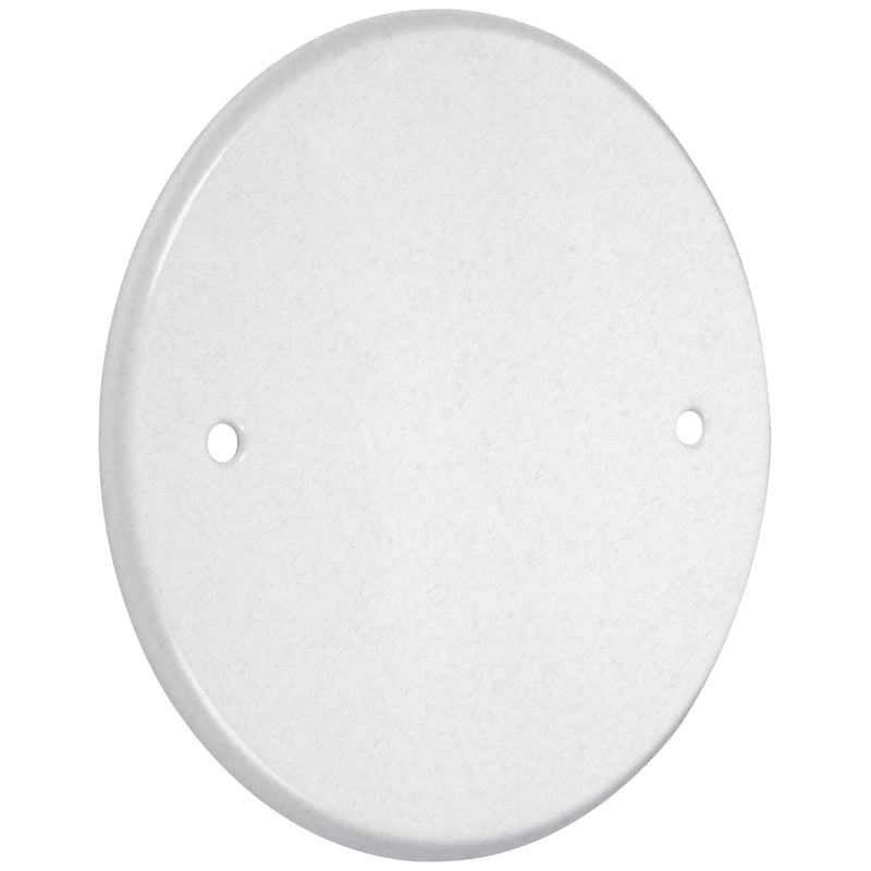 TayMac LPB3400 Flat Round Blank Plate Metallic 5 4-Inch. Box Mount, White Finish