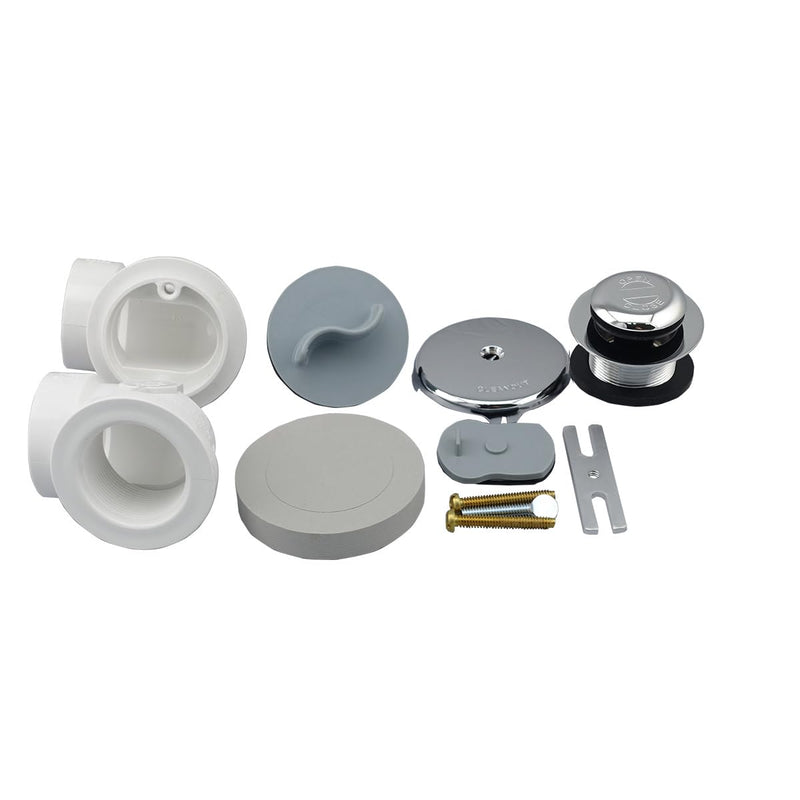 PROFLO PFWO352 1-1/2" Brass Toe Tap Tub Drain Kit - with Overflow - Chrome