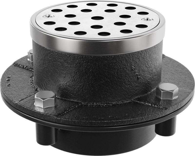 PROFLO PF42944 2'' ABS Bottom/CI Top Hot Mop Shower Drain with Stainless Steel Strainer - Stainless Steel