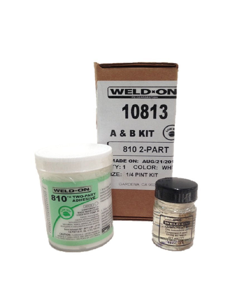 Weld-On 10813 810 Two-Part High-Strength Reactive Adhesive - Fast-Setting and Low-VOC, White, 1/4 Pint (4 fl oz) 1/4 Pint (4 fl oz)