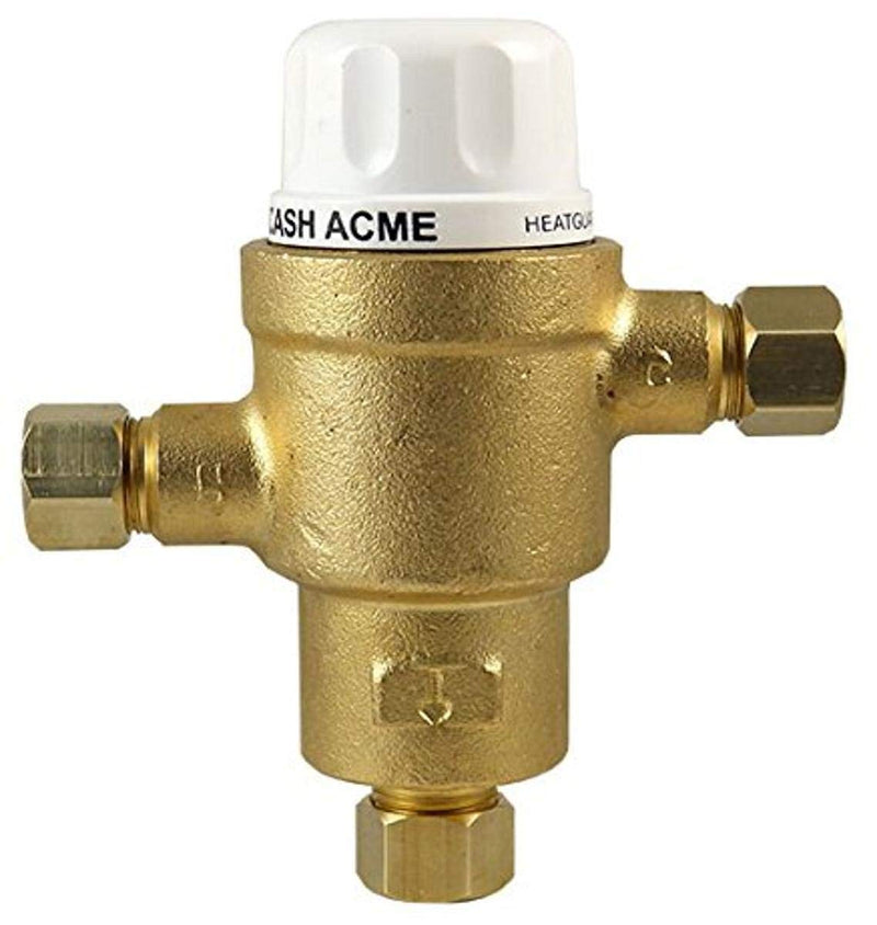 Cash Acme 3/8 Inch HG145 Thermostatic Mixing Valve with Compression Connections and Integral Checks, Brass Plumbing Fitting, 24524 3/8 in. Valve & Integral Checks