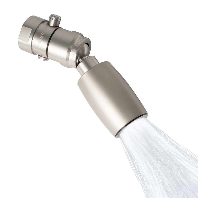 High Sierra® - CLASSIC™ Solid Lead-Free Metal 1.5 GPM Award Winning. Ultra Low Flow Shower Head with Trickle Valve. Patented Nozzle Never Clogs - Brushed Nickel Finish