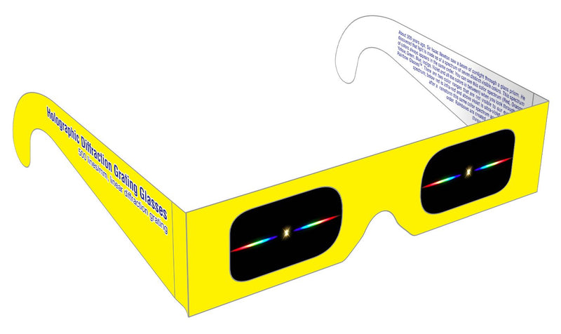 Rainbow Symphony Diffraction Grating Glasses - Linear 500 Line/Millimeters, Package of 50 500 Lines/mm