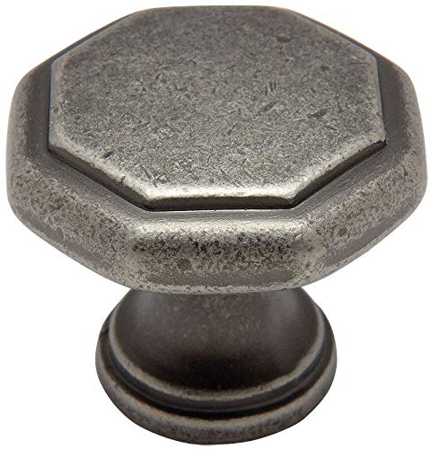 Cosmas 10 Pack 5181WN Weathered Nickel Cabinet Hardware Octagon Knob - 1-1/4" Diameter