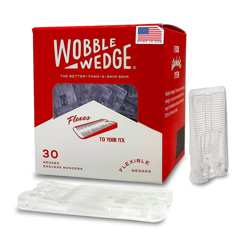 Wobble Wedges Flexible Plastic Shims, 30 Pack - MADE IN USA - Multi-Purpose Shim Wedges for Home Improvement & Work - Plastic Wedge, Table Shims for Leveling, Toilet Shims & Furniture Levelers - Clear - NewNest Australia