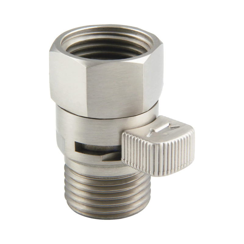 Water Flow Restrictor, APLusee Brass Shower Head Pressure Reducer, Shower Head Shut-Off Control Valve with Short Switch, Brushed Nickel