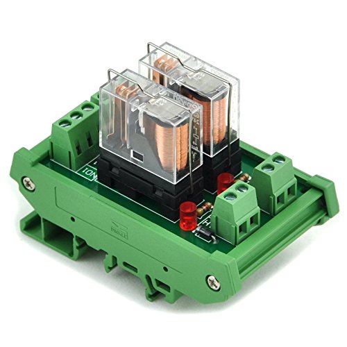 Electronics-Salon DIN Rail Mount AC/DC 12V Control 2 SPDT 16Amp Pluggable Power Relay Module, G2R-1-E 2 Channel 12V