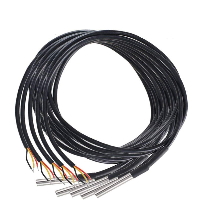 HiLetgo 5pcs DS18B20 Temperature Sensor Temperature Probe Stainless Steel Package Waterproof 1M Small