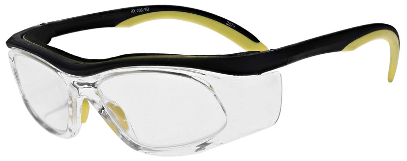 Safety Reading Glasses 206YB with Full Clear Magnifying Lenses, 1.00 to 3.00 Diopter, ANSI Z87 Approved Black/Yellow 2.75 Diopters