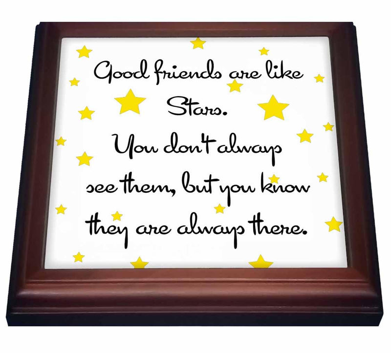 3dRose Good Friends Are Like Stars Trivet with Ceramic Tile, 8 by 8", Brown