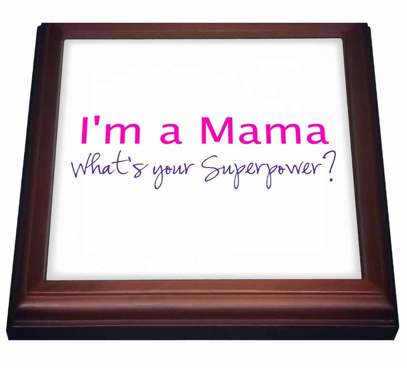 3dRose Im a Mama Whats Your Superpower-Hot Pink Funny Gift for Mom Mother Trivet with Ceramic Tile, 8 by 8", Brown
