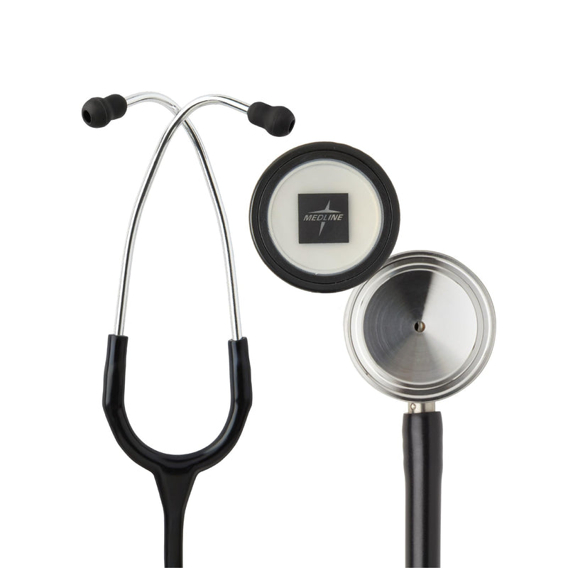 Medline Synergy Dual Frequency Stethoscope, Dual Head, Black
