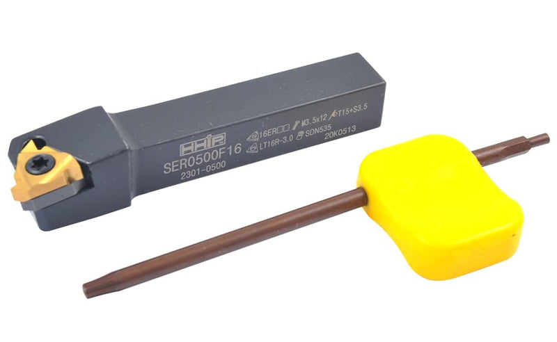 HHIP 2301-0500 500F16 External Indexable Thread ing Tool Holder 3-1/4" OAL, 1/2" x 1/2" Shank