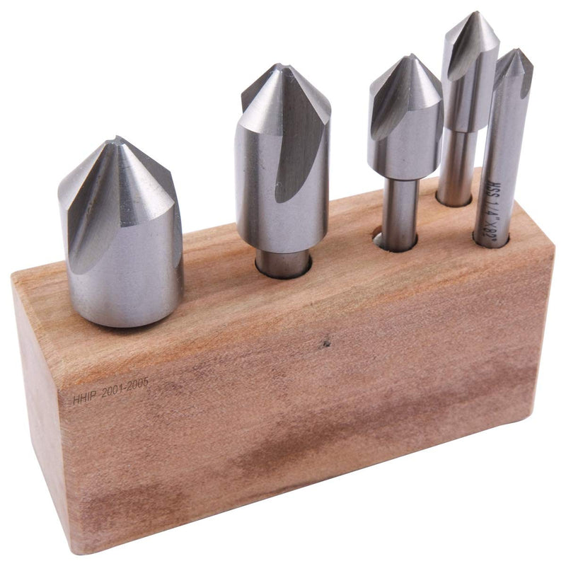 HHIP 2001-2005 5 Piece Set 82 Degree (1/4-1 Inch) HSS Countersink 5 Pc. Set 82°