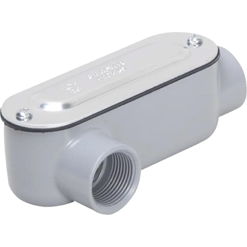 TayMac RLR100 Threaded LR Type Conduit Body, Die Cast Aluminum, Stamped Steel Cover, 1-Inch,Gray 1"