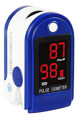 Concord Basics Fingertip Pulse Oximeter - Blood Oxygen Saturation Monitor with Carrying Case, Batteries, Silicone Cover & Lanyard - Easy to Use, Accurate SpO2 & Pulse Measurement (Blue)