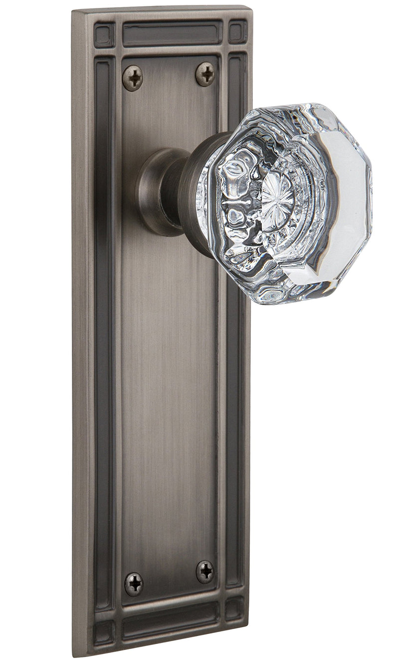 Nostalgic Warehouse Mission Plate with Waldorf Crystal Knob, Single Dummy, Antique Pewter