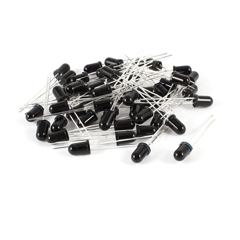 uxcell 50 Pcs 5mm Round Head Infrared Receiver Photodiodes IR Diode 6 Meters Emission Distance