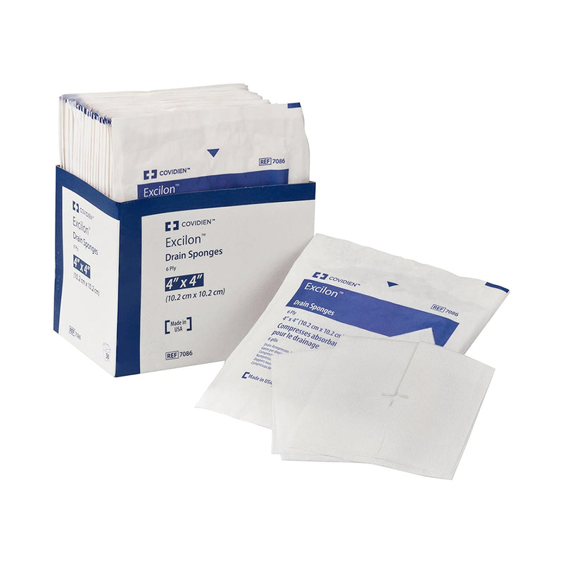 Covidien 6242P Dermacea Drain Sponge, Sterile 2's in Peel-Back Package, 4" x 4", 6-ply (Pack of 50)