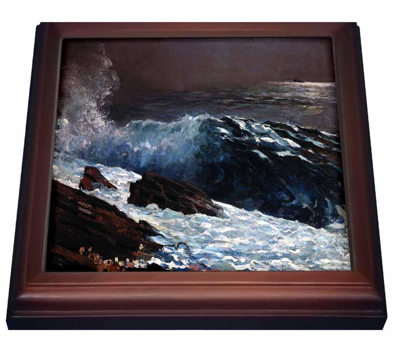 3dRose Print of Vintage Winslow Homer Painting Sunlight on The Coast Trivet with Ceramic Tile, 8 by 8", Brown