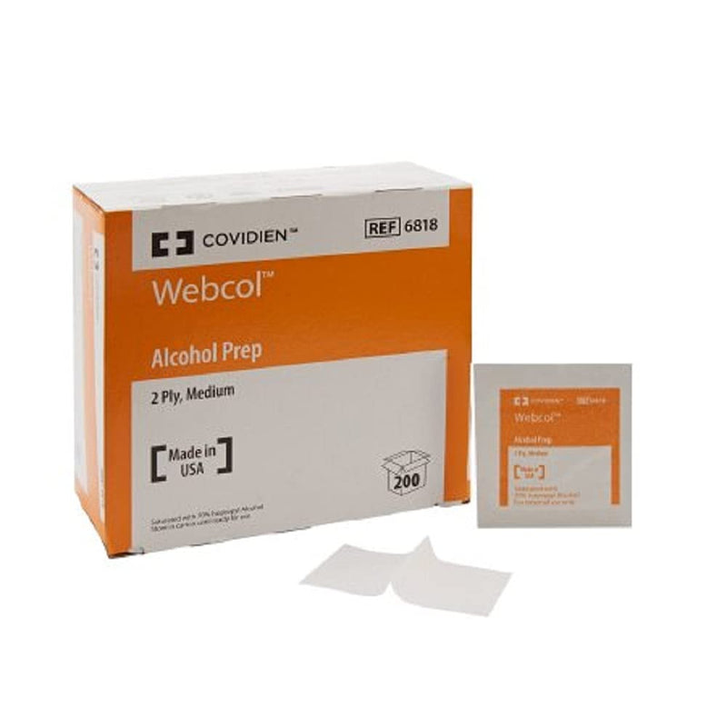 Covidien 6818 Webcol Alcohol Prep, Sterile, Medium, 2-Ply, Pack of 200 Alcohol Pre