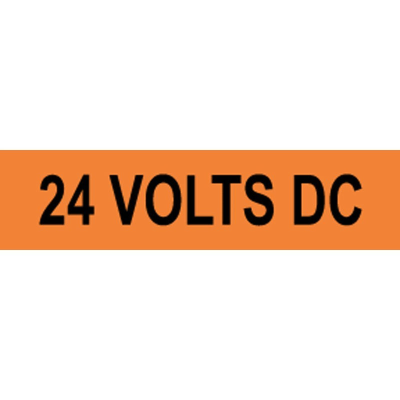 ComplianceSigns.com 24 Volts Dc Label Decal, 4x1 in. 10-Pack Vinyl for Electrical Pipe Markers