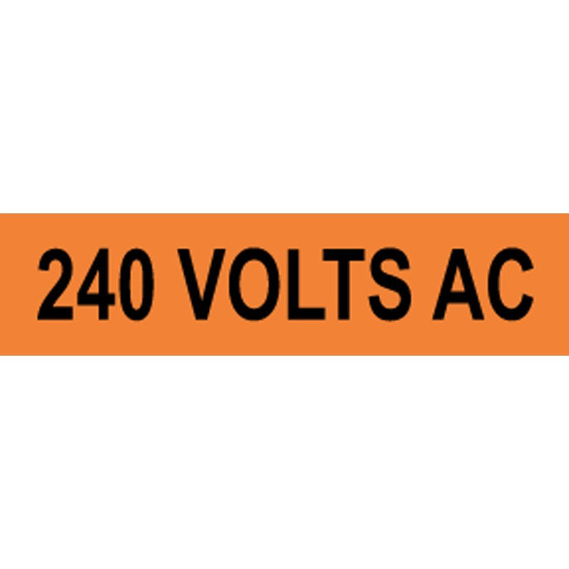 ComplianceSigns.com 240 Volts AC Safety Label Decal, 4x1 inch 10-Pack Vinyl for Electrical Pipe Markers