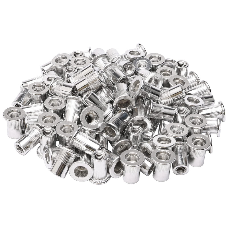 M6 6 mm Flat Head Threaded Rivetnut Insert Aluminum Rivet Nut Blind Insert Nut Pack of 100 M6