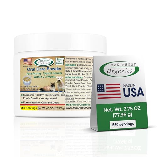 Dog Dental Care Powder – 550 Servings, Medium Size – Tartar and Plaque Remover, Pet Dental Cleaning Powder for Oral Hygiene and Fresh Breath, Teeth Cleaner and Canine Tooth Powder 2.75 Ounce (Pack of 1) - PawsPlanet Australia