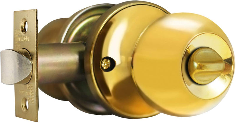 CONSTRUCTOR Chronos Privacy Door Lockset Knob (Non-Keyed) Universal Handle for Bedroom/Bathroom (Polished Brass)